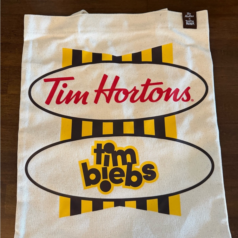 Tim Hortons x Justin Bieber Collab Tim Biebs Canvas Tote Bag - Picture 2 of 4